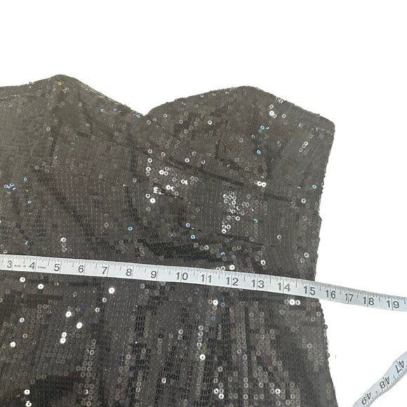 Forever 21 Black Strapless Sequin Mini Dress Size L Party Cocktail Evening - Picture 7 of 16